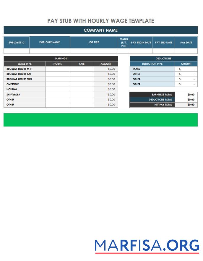 Realistic Hourly wage paystub, version 2 download for verification